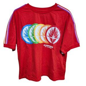 Disney Marvel Unisex Large Guardians Galaxy Cosmic Rewind Red Graphic Tee Stripe